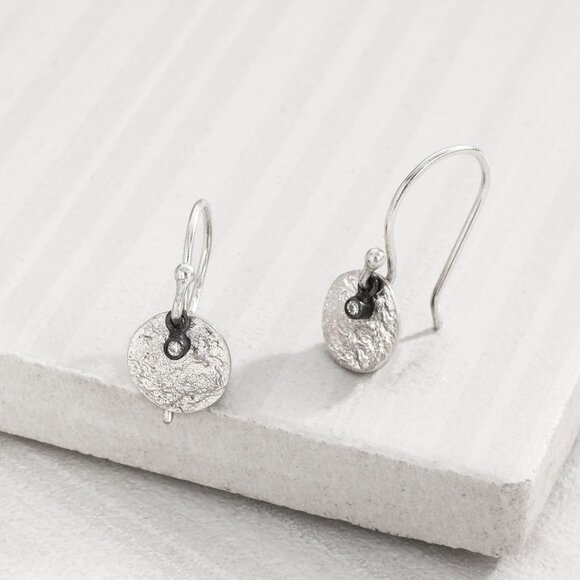Mini Crystal Disc' Drop Earrings with Crystals in Sterling Silver - Picture 7 of 8